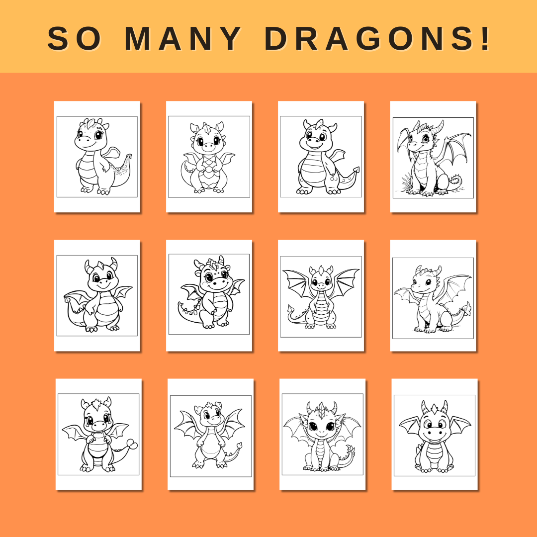 CP - Coloring Pages - Cute Dragons - Image 2