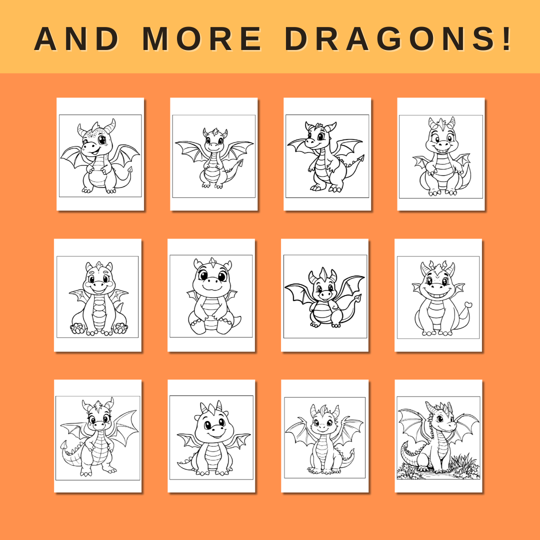 CP - Coloring Pages - Cute Dragons - Image 3