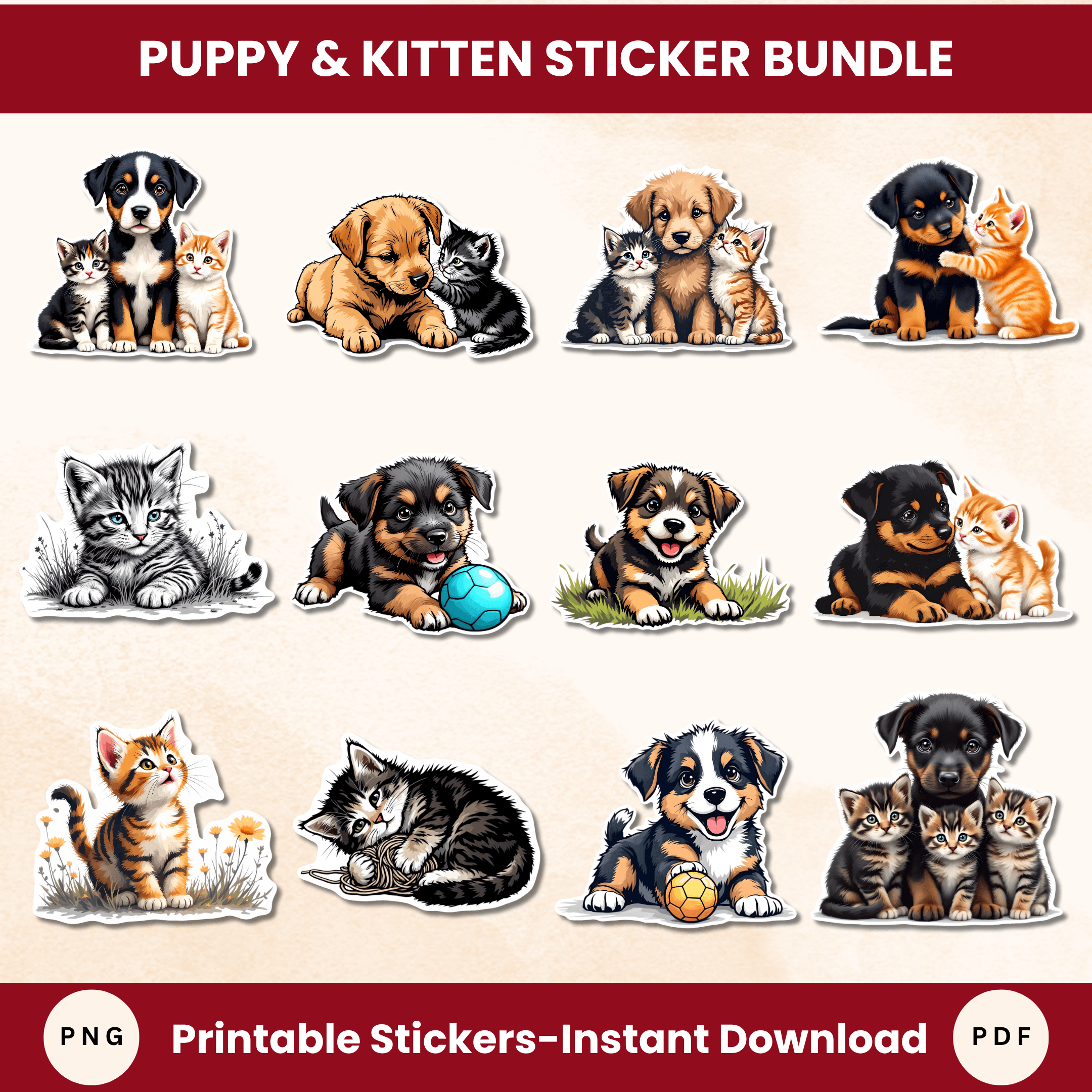ST - Stickers - Puppy & Kitten - Image 2